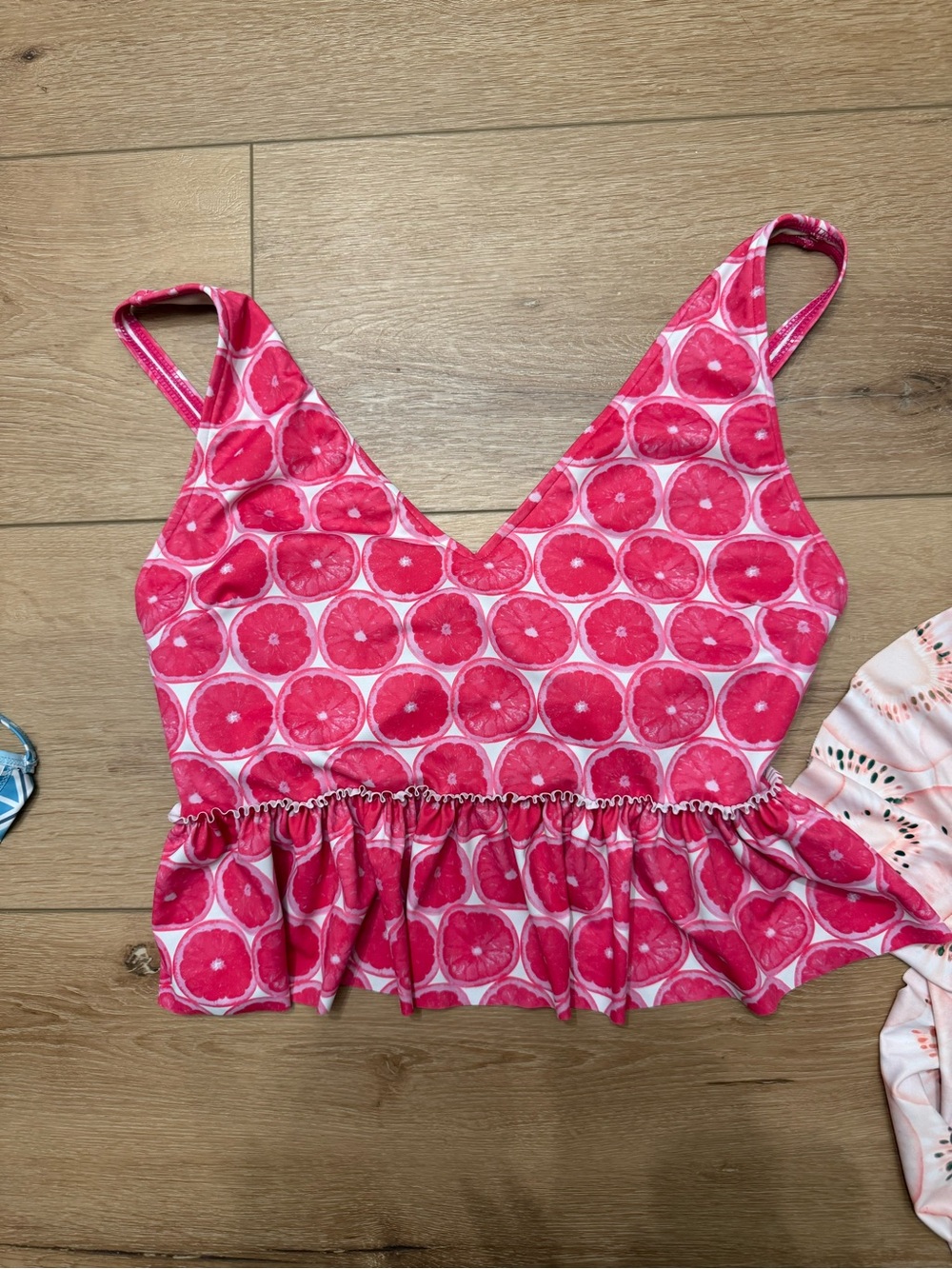 Kortni Jeane Pink Citrus Print Ruffle One-Piece Swim